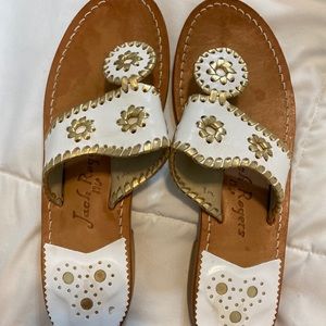 Jack Rogers White & Gold Sandals